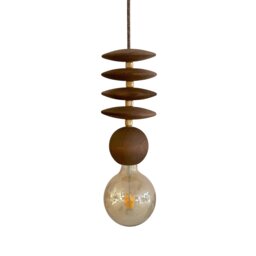 Wood Bead Chandelier Minimalist Wooden & Ceramic Pendant Light - thumbnail 1