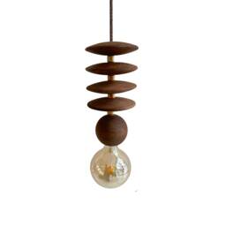 Wood Bead Chandelier Minimalist Wooden & Ceramic Pendant Light - thumbnail 3