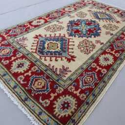 2'8x4'4 Ft Kazak Rug - Beige Caucasian Style Afghan Hand Knotted Wool Natural Dyes Rug Turkish Boho Geometric Oriental Bedroom - thumbnail 3