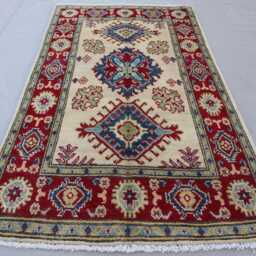 2'8x4'4 Ft Kazak Rug - Beige Caucasian Style Afghan Hand Knotted Wool Natural Dyes Rug Turkish Boho Geometric Oriental Bedroom - thumbnail 2