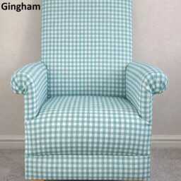 Handcrafted Tartan Check Adult Armchair Porter & Stone Balmoral Fabric Grey Blue Green Red Chair Gingham Accent Small Nursery Bedroom - thumbnail 4