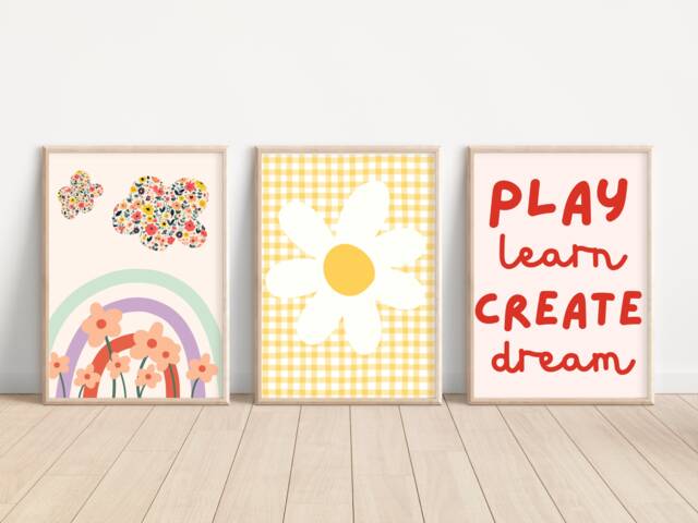 Bright Prints For Kids Perfect A Playroom, Nursery Or Bedroom - Unframed - image 1