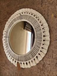 Large Macrame Mirror, Round Mirror Wall Hanging, Nursery Decor, Boho Hand Woven Housewarming Gift
