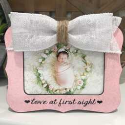 Love At First Sight Picture Frame, New Baby Girl Gift, Shower Newborn Keepsake, Nursery Gift - thumbnail 4