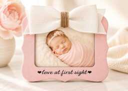Love At First Sight Picture Frame, New Baby Girl Gift, Shower Newborn Keepsake, Nursery Gift