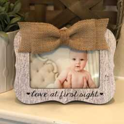 Love At First Sight Picture Frame, New Baby Girl Gift, Shower Newborn Keepsake, Nursery Gift - thumbnail 2