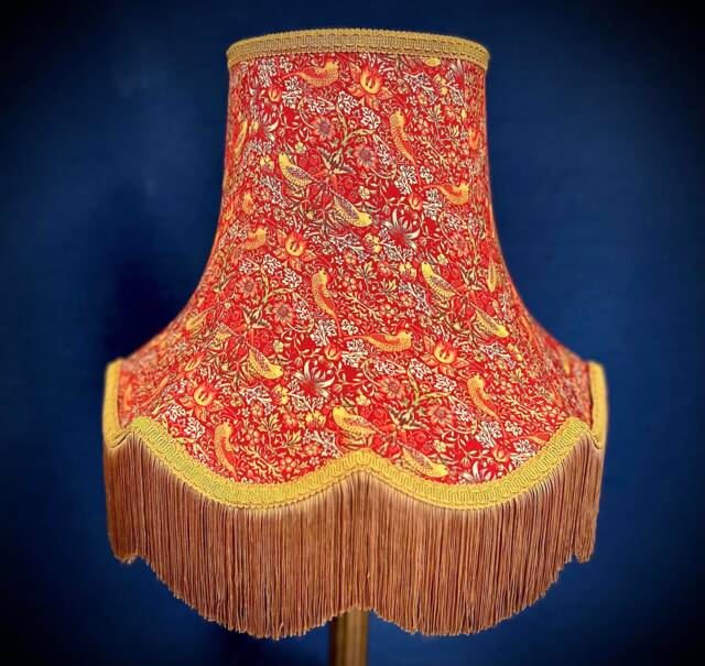 William Morris Strawberry Thief Crimson Red Fabric Lampshade For Bedside Table Floor Standard Lamps Chandeliers Wall Ceiling Light Pendants