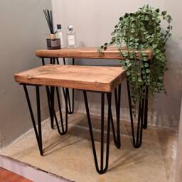 Rustic Nest Of Tables - Side Set Of Reclaimed Haripin - thumbnail 1
