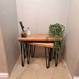 Rustic Nest Of Tables - Side Set Of Reclaimed Haripin - thumbnail 2