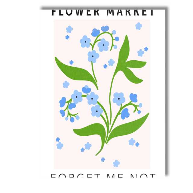 Minimalist Forget Me Not Blue Wildflower Botanical Illustration Canvas Wall Art Print Decor Picture Ready To Hang - image 1