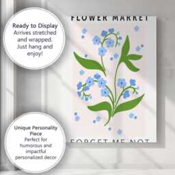Minimalist Forget Me Not Blue Wildflower Botanical Illustration Canvas Wall Art Print Decor Picture Ready To Hang - thumbnail 3