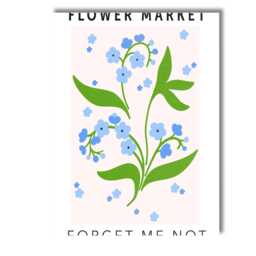Minimalist Forget Me Not Blue Wildflower Botanical Illustration Canvas Wall Art Print Decor Picture Ready To Hang - thumbnail 1
