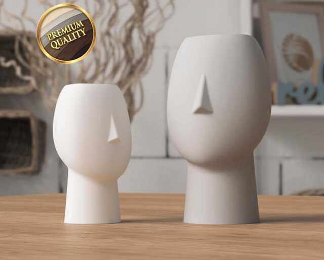 Abstract Face Vase - Modern Sculpture 3D Printed Home Decor Decorative Art - image 1