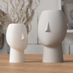 Abstract Face Vase - Modern Sculpture 3D Printed Home Decor Decorative Art - thumbnail 2