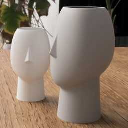 Abstract Face Vase - Modern Sculpture 3D Printed Home Decor Decorative Art - thumbnail 3