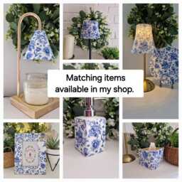 Beautiful Blue Floral Toile Decoupaged Glass Vase.other Colours Available - thumbnail 3