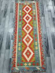Runner Rug Classic, Handmade Artisan Afghan Turkish, Scandinavian, Navajo, Bohemian, Wool Flatweave Multicolour Kilim 195x73 cm - thumbnail 1