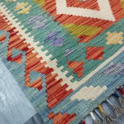 Runner Rug Classic, Handmade Artisan Afghan Turkish, Scandinavian, Navajo, Bohemian, Wool Flatweave Multicolour Kilim 195x73 cm - thumbnail 2