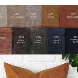 Zen Brown Vegan Leather Pillow Cover Modern Triangle Design - thumbnail 4