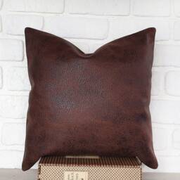 Zen Brown Vegan Leather Pillow Cover Modern Triangle Design - thumbnail 2