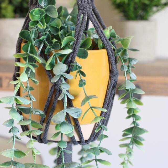 Handmade Macrame Plant Hanger Recycled Cotton Boho Decor - image 1