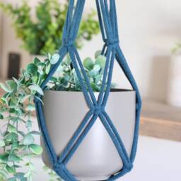 Handmade Macrame Plant Hanger Recycled Cotton Boho Decor - thumbnail 4