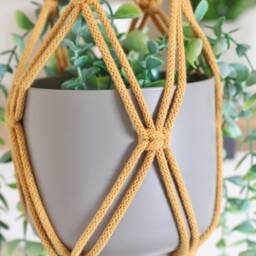 Handmade Macrame Plant Hanger Recycled Cotton Boho Decor - thumbnail 2