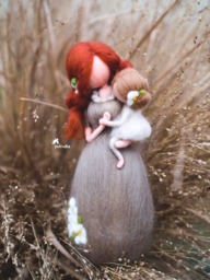Needle Felted Mother Daughter Figurine - Mother's Day Gift