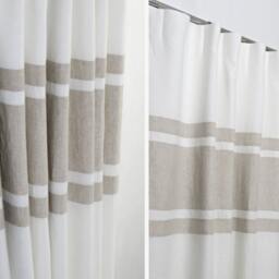 Bedroom Living Room Linen Curtains-Modern Two Tone White Beige Stylish Long Neutral Color Scandinavian Curtains. Custom Sizes & Lining - thumbnail 2
