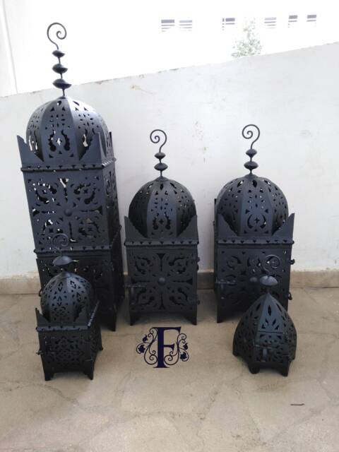Handmade Moroccan Iron Candle Lantern Boho Oriental Decor - image 1