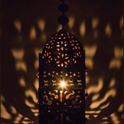 Handmade Moroccan Iron Candle Lantern Boho Oriental Decor - thumbnail 2