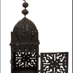 Handmade Moroccan Iron Candle Lantern Boho Oriental Decor - thumbnail 3