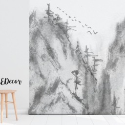 Mountains in The Fog Wall Decor, Removable Wallpaper, Landscape, Mountains, Reusable, Peel & Stick, Self Adhesive, Chinoiserie, Paint #13 - thumbnail 2