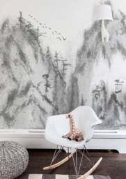 Mountains in The Fog Wall Decor, Removable Wallpaper, Landscape, Mountains, Reusable, Peel & Stick, Self Adhesive, Chinoiserie, Paint #13 - thumbnail 1