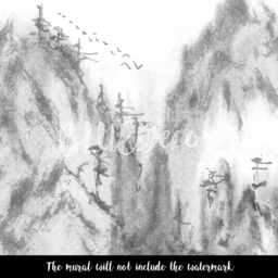 Mountains in The Fog Wall Decor, Removable Wallpaper, Landscape, Mountains, Reusable, Peel & Stick, Self Adhesive, Chinoiserie, Paint #13 - thumbnail 3