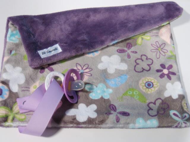Lavender Bird Pacifier Blanket - image 1