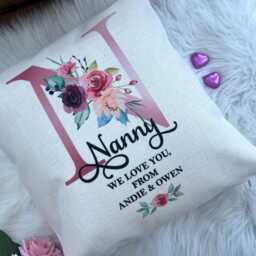 Mothers Day Gift Nanny Personalised Cushion For Birthday 50Th 60Th 70Th 80Th 90Th Gran Nan Nanna Nana Flowers - thumbnail 2