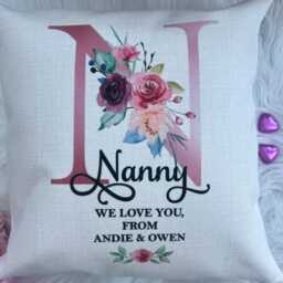 Mothers Day Gift Nanny Personalised Cushion For Birthday 50Th 60Th 70Th 80Th 90Th Gran Nan Nanna Nana Flowers - thumbnail 3