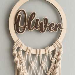Personalized Name Sign, Boho Nursery Decor, Macrame Wall Art, Girl Boy Bedroom, Wood Birthday Gift, Sign V94 - thumbnail 4