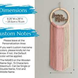 Personalized Name Sign, Boho Nursery Decor, Macrame Wall Art, Girl Boy Bedroom, Wood Birthday Gift, Sign V94 - thumbnail 3