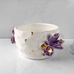 Amethyst Geode Crystal Planter By Modern Mud With 22K Gold Accents - thumbnail 3