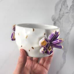 Amethyst Geode Crystal Planter By Modern Mud With 22K Gold Accents - thumbnail 2