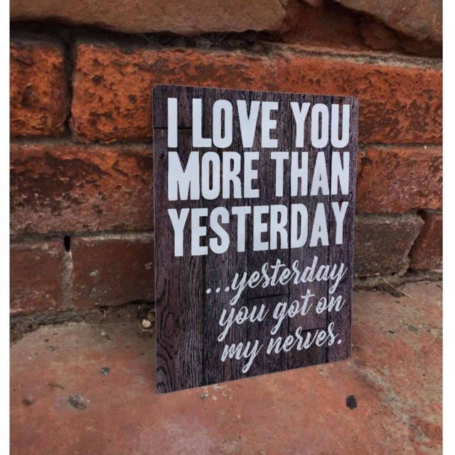 I Love You More Than Yesterday You Got On My Nerves Enamel Metal Tin Sign Wall Plaque