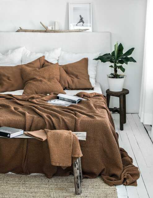 Extra Large Waffle Blanket - Soft Super King Xl Bed Cover Linen-Cotton Blend Coverlet Linen Quilt UK Eu Bedspread - image 1