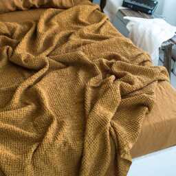 Extra Large Waffle Blanket - Soft Super King Xl Bed Cover Linen-Cotton Blend Coverlet Linen Quilt UK Eu Bedspread - thumbnail 4