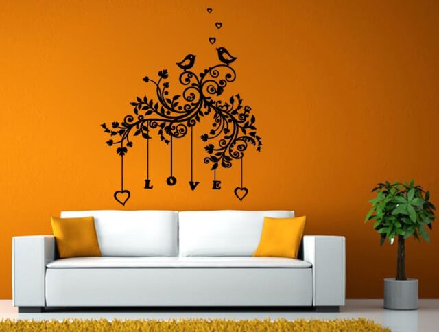 Love Stars Flower Ornament Birds Singing Room Wall Sticker Decal Vinyl Mural Decor Art L2430 - image 1