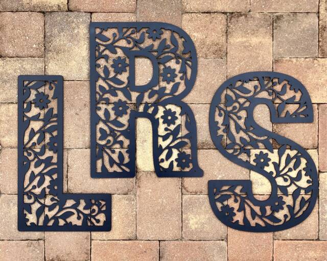 Wooden Monogram Letter, Floral Initial, Custom Alphabet Nursery Wall Hanging, Wood Name Sign, Shower, Baby, Dorm, Housewarming, Gift - image 1