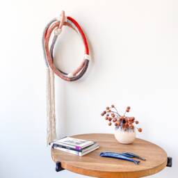 Colorful Fiber Knot For Eclectic Decor, Textile Knotted Wall Sculpture Living Room, Rustic Wrapped Rope Hanging - thumbnail 2