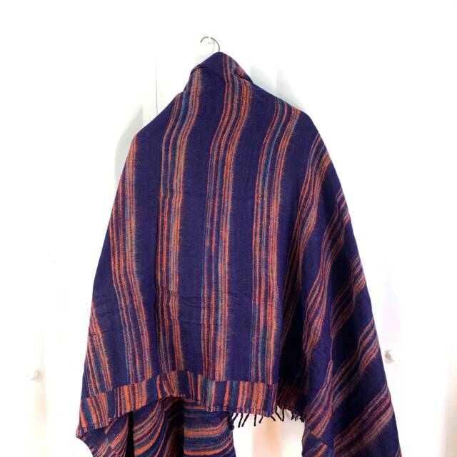 "Purple Striped Blanket Scarf Throw, Lightweight Warm Shawl - 38""x78" - image 1
