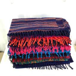 "Purple Striped Blanket Scarf Throw, Lightweight Warm Shawl - 38""x78" - thumbnail 2